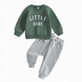 thumbnail image 1 of mgoYE Baby Boy Clothes 9-12 Months Pjs Fall Winter Outfits Letter Crewneck Sweatshirt Casual Pants 2Pcs Clothes Set(Green,18-24 Months), 1 of 5