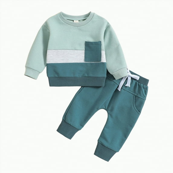 mgoYE Baby Boy Clothes 9 12 Months Winter Clothes Toddler Baby Boy Clothes Long Sleeve Sweatshirt Pants Set Fall Winter Outfits(Blue,12-18 Months)