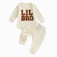 thumbnail image 1 of mgoYE Baby Boy Clothes Little Brother Ribbed Long Sleeve Romper Pants Set 0 3 6 9 12 18 Months 2Pcs Cute Infant Fall Winter Clothes, 1 of 8