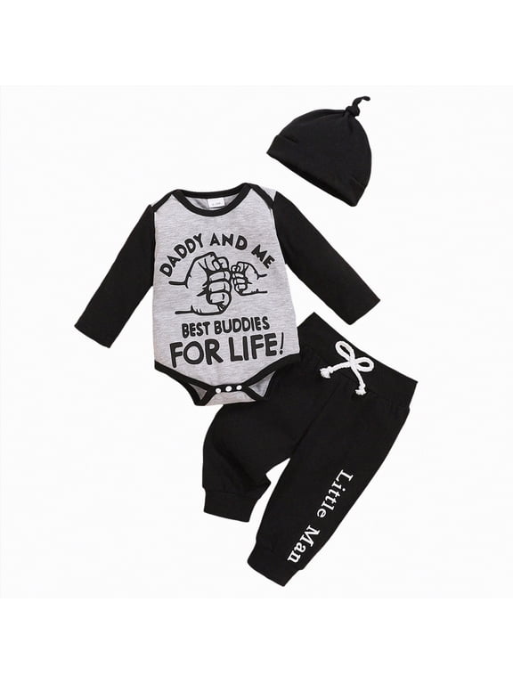 Baby Boy Clothes Newborn Infant Baby Clothes Romper + Pants + Hat 3PCS Outfits Set 0-3 Months