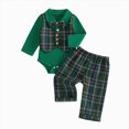 thumbnail image 1 of mgoYE Baby Boy Clothes Set Infant Bow Tie Button Down Shirt Bodysuit Top Pants 2Pcs Fall Winter Outfit, 1 of 4
