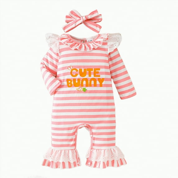 mgoYE Baby Boy Girl Easter Outfit Newborn Bunny Onesie Infant Rabbit Jumpsuit Romper Spring Cute Clothes(Red,0-3 Months)