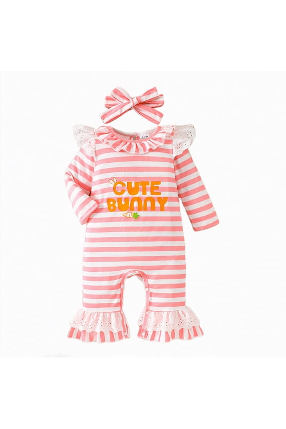 Baby Boy Girl Easter Outfit Newborn Bunny Onesie Infant Rabbit Jumpsuit Romper Spring Cute Clothes(Red,3-6 Months)