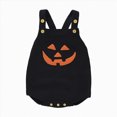 thumbnail image 1 of mgoYE Baby Boy Girl Pumpkin Knitted Overalls Sleeveless Suspender Jumpsuit Funny Holiday Sweater Romper|Black,3-6 Months, 1 of 5