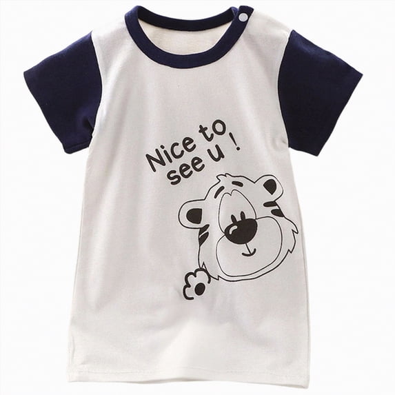 mgoYE Baby Boy Girl Romper Summer Clothing Newborn Baby Cotton Short Sleeve TSuit Baby Onesie Baby Clothes|White 12-15 Months