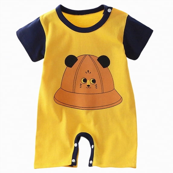 mgoYE Baby Boy Girl Romper Summer Clothing Newborn Baby Cotton Short Sleeve TSuit Baby Onesie Baby Clothes|Yellow 0-3 Months