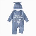 thumbnail image 1 of mgoYE Baby Boy Grandma Outfit Long Sleeve Waffle Letter Romper Jumpsuit and Hat Newborn Coming Home Outfits Infant Boys Fall Winter Clothes 9-12 Months, 1 of 9