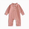 thumbnail image 1 of mgoYE Baby Boy Polo Romper Gingham Button Up Long Sleeve Collared Jumpsuit One Piece Fall Outfit, 1 of 4