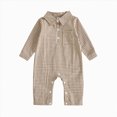 thumbnail image 1 of mgoYE Baby Boy Polo Romper Gingham Button Up Long Sleeve Collared Jumpsuit One Piece Fall Outfit, 1 of 4