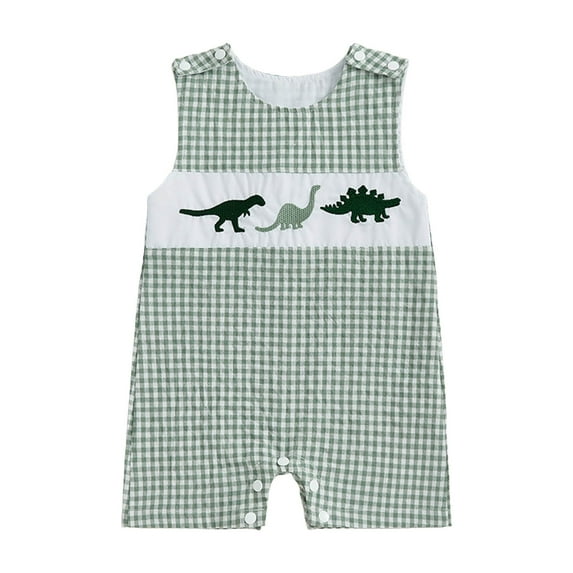 mgoYE Baby Boy Romper Toddler Mamas Boy Outfit Sleeveless Baby Romper Smocked Jumpsuit One Piece Shortalls Summer Clothes Rompers Baby Girls|Green 12-18 Months