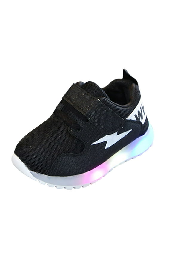 Baby Boy Sneakers Cool Flashing Sneakers Unisex Luminous Light Up Sneakers for Girls|Black 6.5