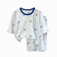 thumbnail image 1 of mgoYE Baby Boy Summer Clothes 6 12 18 24M 2 3T Set Girls Outfit Short Sleeve T Shirt Top Casual Shorts Set(Blue,1-2 Years), 1 of 3