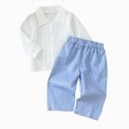 thumbnail image 1 of mgoYE Baby Boys 2Pcs Fall Clothes Button Shirt and Stripe Pants Set, 1 of 7