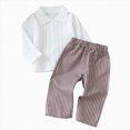 thumbnail image 1 of mgoYE Baby Boys 2Pcs Fall Clothes Button Shirt and Stripe Pants Set, 1 of 9