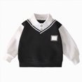 thumbnail image 1 of mgoYE Baby Boys Cotton Polo Sweater Long Sleeve Toddler Embroidered Collared Top Soft Kids Clothes for School Casual Wear(Black,18-24 Months), 1 of 6