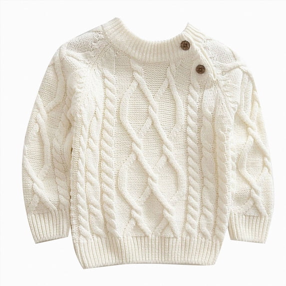 mgoYE Baby Boys Girls Cable Knit Pullover Sweater Fleece Lined Vintage Warm Sweatshirt Size 3-4 Years