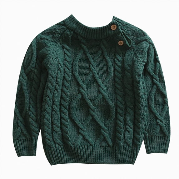 mgoYE Baby Boys Girls Cable Knit Pullover Sweater Fleece Lined Vintage Warm Sweatshirt Size 3-6 Months