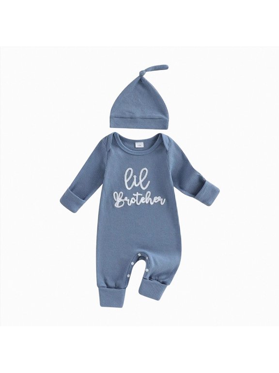 Baby Clothes Boy Little Brother Newborn Outfit T-Shirt Romper Top and Pants Sets Baby Coming Home Hospital Clothes Size 0-3 Months