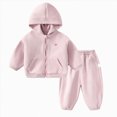 thumbnail image 1 of mgoYE Baby Clothes for Girls Clothes Solid Color Zipper Hoodie and Pants Set Infant Fall Winter Outfits, 1 of 9