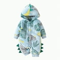 thumbnail image 1 of mgoYE Baby Footies Long Sleeve Hooded Cute Onesie with Bear-ear Lined Lovely Winter Warm Jumpsuit Romper(Green,3-6 Months), 1 of 5