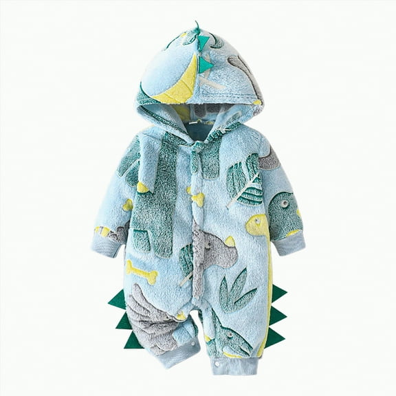 mgoYE Baby Footies Long Sleeve Hooded Cute Onesie with Bear-ear Lined Lovely Winter Warm Jumpsuit Romper(Green,3-6 Months)