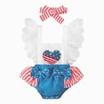 thumbnail image 1 of mgoYE Baby Girl 4th of July Romper USA Embroidery Overalls 0 3 6 9 12 18 24 Month Newborn Striped Bodysuits Infant Girl Fourth of July Outfit Size 0-3 Months, 1 of 9