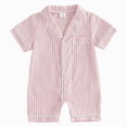 thumbnail image 1 of mgoYE Baby Girl Boy Romper Pajamas 0 3 6 12 18 24 Months Summer Short Sleeve Button Clothes Newborn Infant Lapel Sleepwear Nightwear(Red,18-24 Months), 1 of 7
