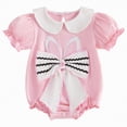 thumbnail image 1 of mgoYE Baby Girl Bubble Romper Infant Short Sleeve Collar Romper Oversize T-shirt Cotton Bodysuit Top(Red,3-6 Months), 1 of 7