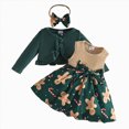 thumbnail image 1 of mgoYE Baby Girl Christmas Clothes Kid Toddler Girl Fall Dress+Cardigan 2 Piece Floral Sleeveless Dress and Cardigan Set(Dark Green,18-24 Months), 1 of 9