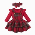 thumbnail image 1 of mgoYE Baby Girl Christmas Clothes Plaid Outfits Long Sleeve Romper Overall Skirt Dress Cute Outfit Baby Girls Clothes(Red,18-24 Months), 1 of 9
