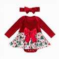 thumbnail image 1 of mgoYE Baby Girl Christmas Outfit Bow Velvet Long Sleeve Romper Dress Newborn Infant Baby Girls Fall Winter Clothes, 1 of 5