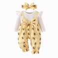 thumbnail image 1 of mgoYE Baby Girl Clothes 0 3 6 9 12 18 Months Newborn Baby Girl Clothes Fall Outfit Long Sleeve Ribbed Romper Floral Suspender Overalls Shorts Set with Headband 3PC 6-9 Months, 1 of 7