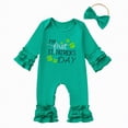 thumbnail image 1 of mgoYE Baby Girl Clothes 0-3 Months Baby Girl St Patricks Day Outfit Clover Lucky Charm Long Sleeve Ruffle Romper Cute Clothes Newborn Bodysuit(Green,0-3 Months), 1 of 9
