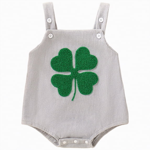 mgoYE Baby Girl Clothes 0-3 Months My First St Patricks Day Baby Boy Girl Outfit Overalls Sleeveless Bubble Romper Infant Clothes Boys Girls(Grey,3-6 Months)