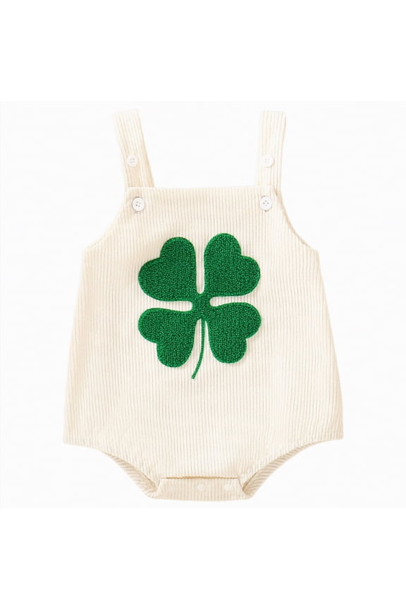 Baby Girl Clothes 0-3 Months My First St Patricks Day Baby Boy Girl Outfit Overalls Sleeveless Bubble Romper Infant Clothes Boys Girls(White,3-6 Months)