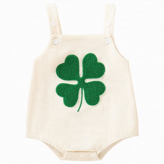 mgoYE Baby Girl Clothes 0-3 Months My First St Patricks Day Baby Boy Girl Outfit Overalls Sleeveless Bubble Romper Infant Clothes Boys Girls(White,3-6 Months)