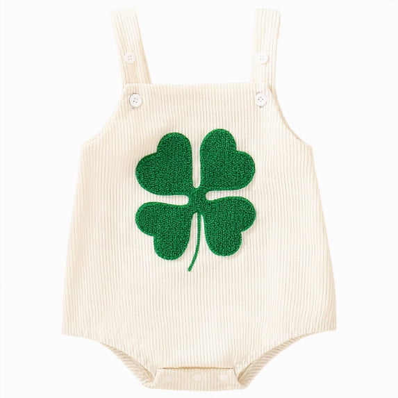 mgoYE Baby Girl Clothes 0-3 Months My First St Patricks Day Baby Boy Girl Outfit Overalls Sleeveless Bubble Romper Infant Clothes Boys Girls(White,9-12 Months)