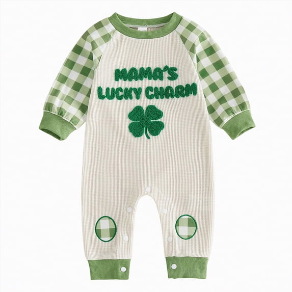 mgoYE Baby Girl Clothes 0-3 Months My First St Patricks Day Baby Girl Boy Outfit Cute Clover Jumpsuit Irish Romper Newborn Fall Winter Spring Clothes(White,3-6 Months)