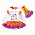 thumbnail image 1 of mgoYE Baby Girl Clothes 0-3 Months My 1st Halloween Pumpkin Long Sleeve Tutu Dress Romper + Headband(Purple,1-3 Months), 1 of 7