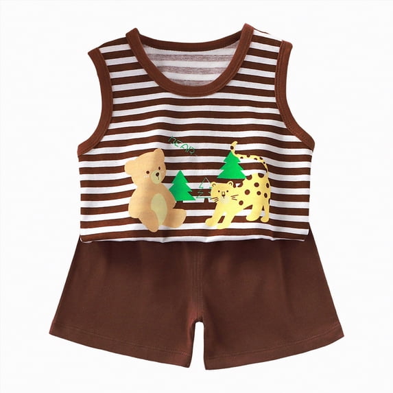 mgoYE Baby Girl Clothes 12 Months Toddler Baby Boy Set Athletic T-Shirt and Shorts Toddler to Big Kid|Brown 3-6 Months