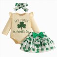 thumbnail image 1 of mgoYE Baby Girl Clothes 18 Months My First St Patricks Day Baby Girl Outfit Newborn Letter Print Long Sleeve Romper Clover Tutu Skirt Headband 3Pcs Set(White,0-3 Months), 1 of 9