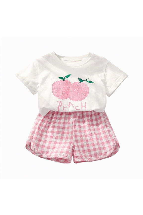 Baby Girl Clothes 3-6 Months Baby Toddler Girl's Cotton Short Sleeve Graphic Tees Fruitl Print Shirts Cute Summer Beach Outfits Tshirt and Short Set 2PC|Pink 3-4 Years