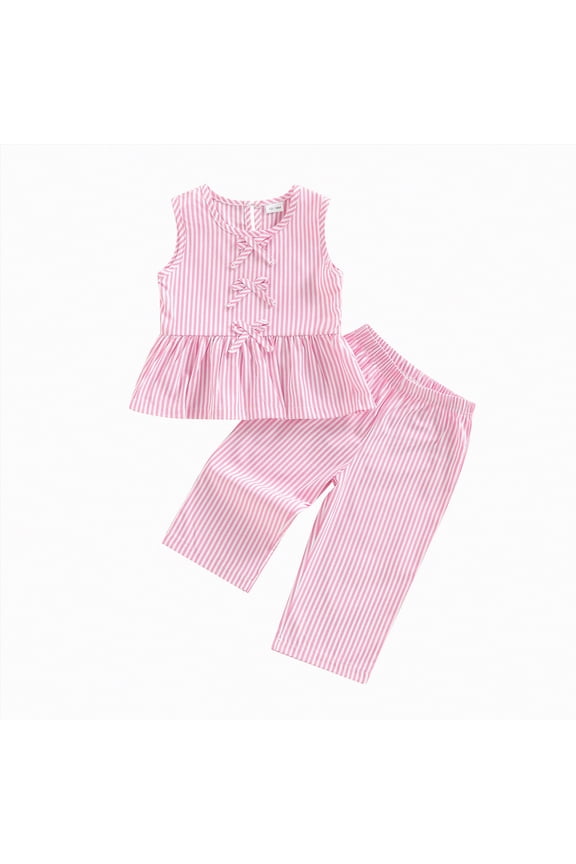 Baby Girl Clothes 3-6 Months Toddler Girls Spring Outfit Peter Pan Collar Sleeveless Plaid Vest Tops Elastic Waist Pants Set Kids Summer Clothes(Pink,2-3 Years)