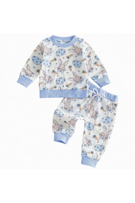 Baby Girl Clothes 3 Month Easter Baby Girl Outfit My First Easter Bunny Onesie Romper Bell Bottoms Pants Newborn Easter Clothes(Blue,12-18 Months)