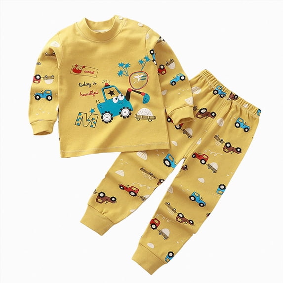 mgoYE Baby Girl Clothes 6 12 18 24 Months 2T 3T 4T 5T Boy Clothes Warm Winter Fall Homewear Soft Tops Pants Set(Yellow,18-24 Months)