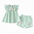 thumbnail image 1 of mgoYE Baby Girl Clothes 9-12 Months Summer Baby Girl Ruffle Sleeveless Shirt with Floral Bloomers Shorts Set Cute Outfits(Green,18-24 Months), 1 of 2