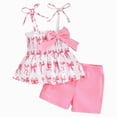 thumbnail image 1 of mgoYE Baby Girl Clothes Baby Girl Summer Clothes Short Sleeve Top Shorts Clothing(Pink,2-3 Years), 1 of 8
