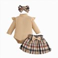 thumbnail image 1 of mgoYE Baby Girl Clothes Fall Winter Outfit Long Sleeve Ruffle Romper Plaid Skirt Bow Headband 3 Pcs Set, 1 of 9