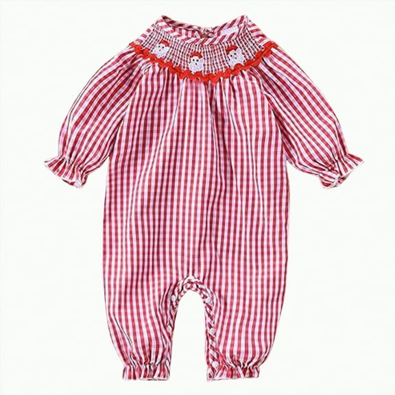mgoYE Baby Girl Clothes My First Christmas Baby Girl Outfit Newborn Flared Romper Stripe One Piece Jumpsuit Infant Girl Clothes(Red,12-18 Months)