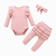 thumbnail image 1 of mgoYE Baby Girl Clothes Newborn Infant Fall Winter Outifts Ribbed Ruffle Long Sleeve Romper Pant Outfit Set 0-24Months Clothes for Toddler Girls(Pink,18-24 Months), 1 of 5